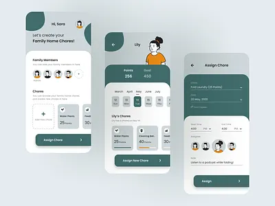 Home Chores app design clean clear design flat homechores illustration interaction mobile taskmanager tasks ui ux