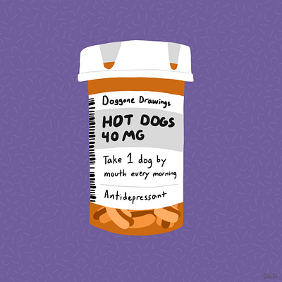 Antidepressants hot dog illustration mental health