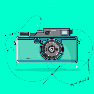 digital camera vector art by showkat animation art branding design flat icon illustration illustrator logo vector