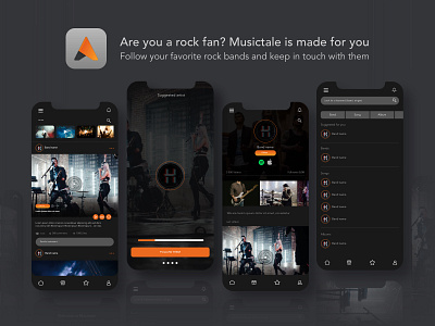 Music app concept app app design application interface interface design music music app ui rock band rock music ui ui ux user experience ux