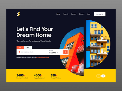 Real Estate Hero Section Design building clean colorful design hero hero section home page landingpage psd template real estate typography ui design ux design
