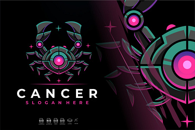 Mecha Robotic Zodiac Cancer Logo Design 3d animal animal art animal illustration animation branding cancer crab cyber design futuristic graphic design illustration logo mecha motion graphics robotic ux vector zodiac