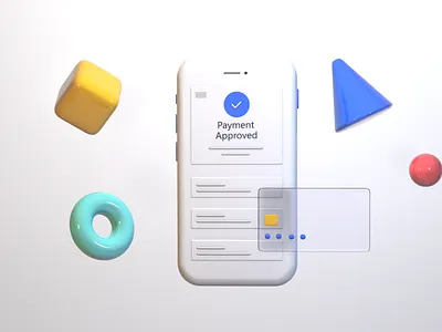 Payment's UI Pt. 2 3d c4d card cinema4d colors maxon minimal modeling payments phone shapes ui