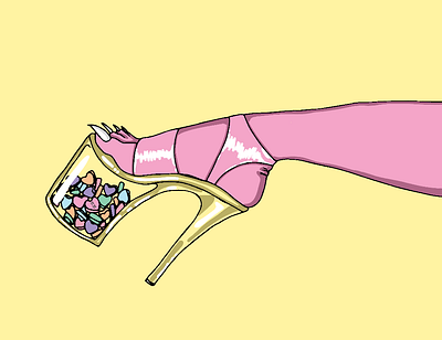 A Snack for Later artwork design drawing female artist funny illustration high heels illustration pink quarantineart shoes toronto woman illustration