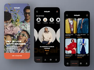 Odyah E-Commerce App animation app app design app project dark app design ecommerce fashion app ios ios app minimal mobile mobile app orix project sajon shopping app ui ux