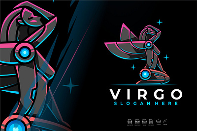 Mecha Robotic Zodiac Virgo Logo Design 3d animal animal art animal illustration animation branding cyber design feminine futuristic graphic design illustration lady logo mecha motion graphics robotic vector virgo zodiac