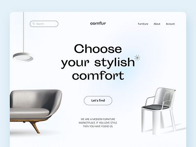 Landing Comfur design desire agency furniture graphic design graphics hero hero page landing landing page marketplace site typography ui web website