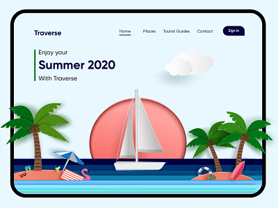 Traveling Web Banner-UX/UI Design adobe xd boating branding clean concept creative design 2020 dubai designer hira illustration minimal mobile app mobile ui poppulardesigner productdesign topdesigner tourisim traveling uxui webdesign