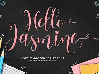 Hello Jasmine animation best seller branding design font font awesome font design logo love lovecraft smoothie wedding card
