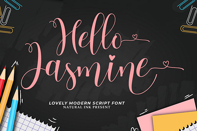 Hello Jasmine animation best seller branding design font font awesome font design logo love lovecraft smoothie wedding card