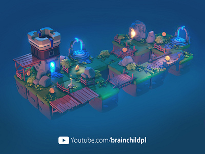 PART 7: Night View - Blender & Unity - 3d Low Poly Game Art 3d 3d game art 3d rendering brainchildpl cave game art game design low poly lowpoly lowpoly3d lowpolyart night render sword tiles tutorial unity unity game video youtube