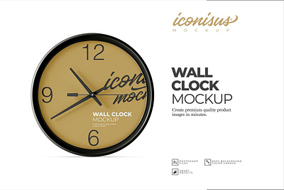 Wall Clock Mockup Template 3d alpha arrow clock clock wall concept hour isolated minute mock up mockup objects render shadow time time piece timepiece transparent wall clock watch