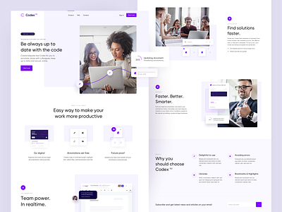 Codex102 - Landing Page collaboration digital documents illustration illustrations landing landing page lawyer onepage platform product purple simple team violet webdesign