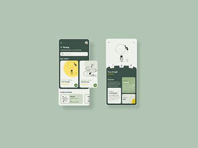 Book App app book book app card ui clear design color design green illustration mobile app mobile ui story ui uiux ux vector