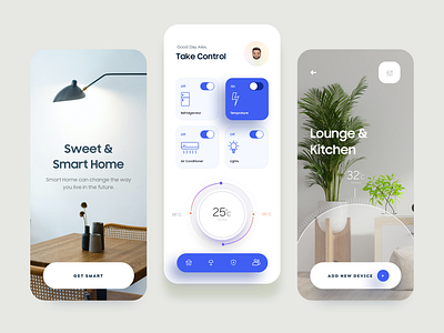 Smart Home Mobile App admin android app app design app ui control dashboad illustraion interaction ios minimal mobile mobile app modern design product design smart home smarthome temperature typogaphy ui design