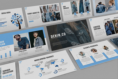 Denim - Fashion Powerpoint Template business presentation design finance investor keynote keynote template lookbook powerpoint template presentation simple