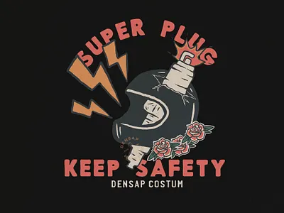 super plug badge design badgedesign illustration lettering logo illustration tattoo design traditional tattoo tshirt tshirt design vintage