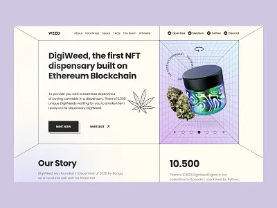 Website nft collection of CBD merchandise bitcoin blockchain btc crypto art crypto currency crypto website design ethereum exchange finance financial fintech nft stocks token trade ui ux wallet
