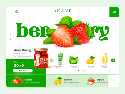 Fresh Store berry concept design fruits lemon organics strawberry ui ux web webdesign website