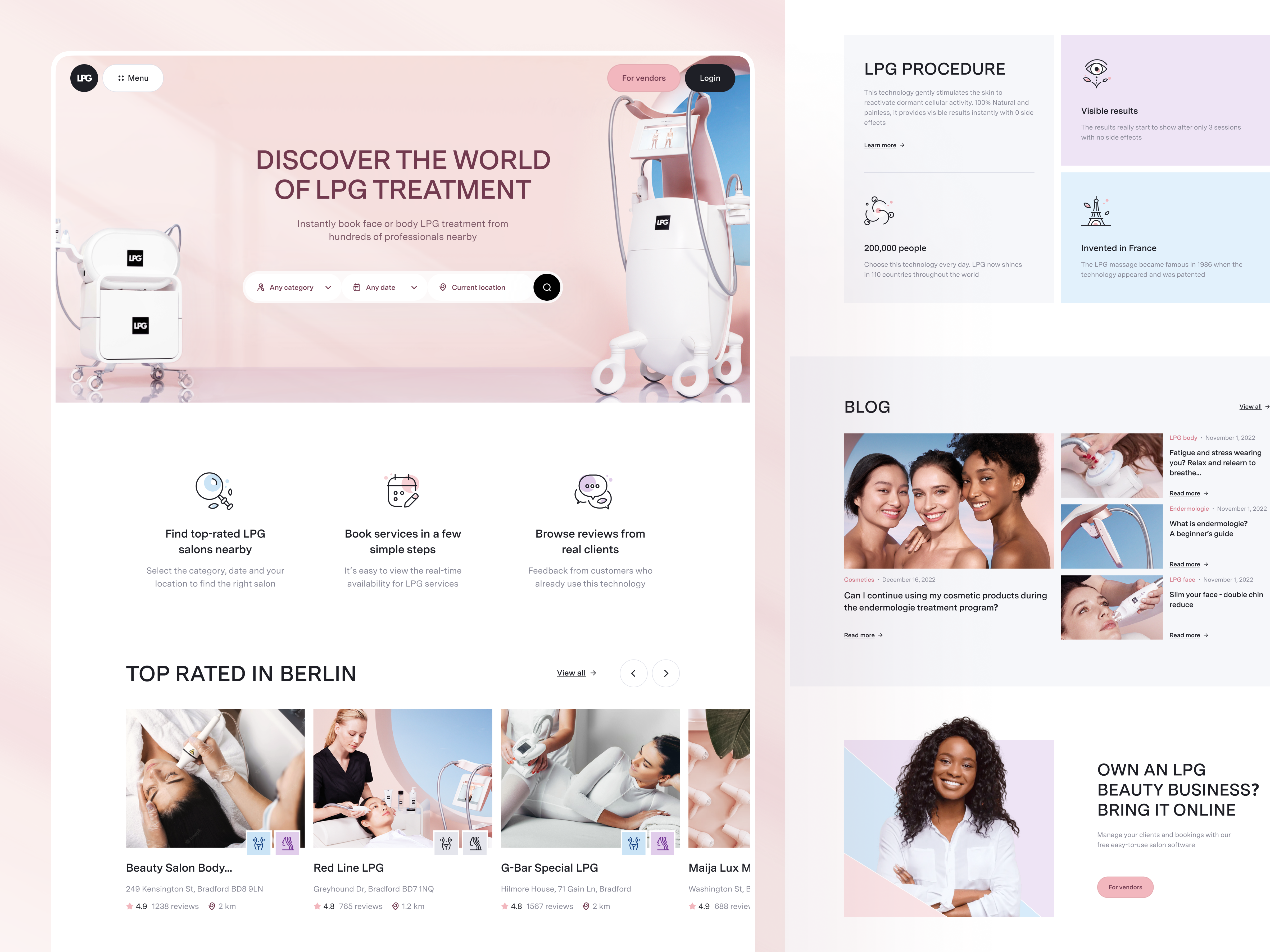 Case Study: LPG – Beauty Services Booking Website about ai artificial beauty blog booking chatgpt filters gpt icon set icons intelligence lpg makeup map salons search services sign in sign up