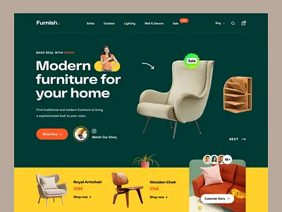 Furniture Shop Landing Page bedroom chair ecommerce furniture home accessories home decor homedecor homepage interior kitchen landing page living room mebel mockup sofa table web design website website design wood
