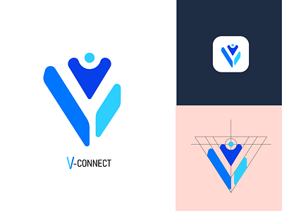 V-CONNECT logo idea branding business identify business logo corporate logo design flat gradient gradient logo graphic design graphic design icon icon design iconography icons illustrator logo logo design logodesign logos logotype