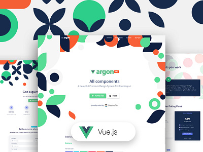 Vue Argon Design System PRO bootstrap 4 button carousel contact us design development ecommerce gradient input landing page pattern profile page responsive ui kit vue vue.js vuejs web design