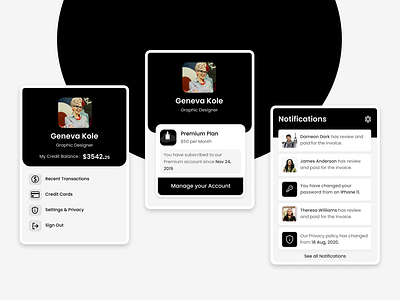 Dark Cards app branding dark dark ui design dribbble best shot flat minimal profile ui ux web