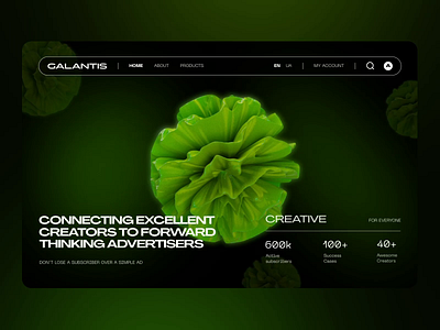 Galantis - Creative Agency 3d 3d art animation clean creative green hero motion motion graphics typography ui