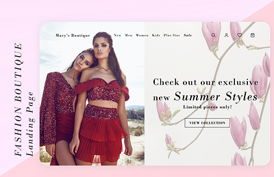 Fashion Boutique Landing Page boutique branding dailyui dailyui003 dailyuichallenge design fashion fashion app fashion brand fashion design landingpage macys minimal sale ui ux