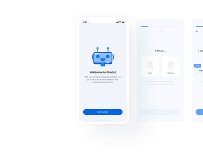 Shopping Assistant Onboarding ai animation app application design merchant minimal mobile motion shop startup