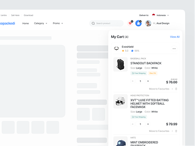 My Cart Dropdown for Tokopackedi attachment clean clean website design design system dropdown landing landing page minimal minimalist modal my cart navigation notification panel process checkout shopping cart side bar web design website