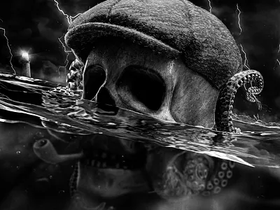 Beacon of Sirens Rock 3d 3d art c4d cinema4d drama horror horror art horror movie illustration lighthouse ocean octane octanerender octanerenderer render sea skull the lighthouse