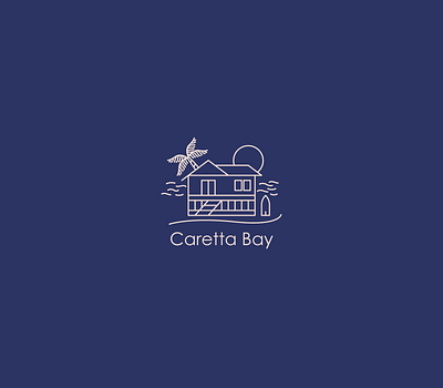 Caretta Bay | Logomark beach house hotel icon identity lineart logo logo design minimal monoline palm resort sunset symbol