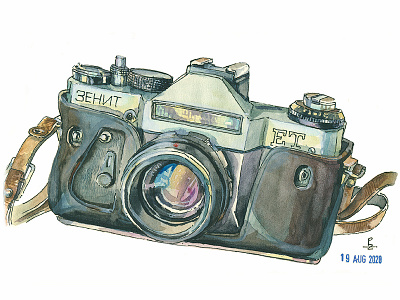 Zenit ET 35mm film SLR camera [watercolor] book illustration camera character design concept art drawing editorial illustration graphic hand drawn illustration ink ink and watercolor packaging illustration sketching urban sketching watercolor zenit