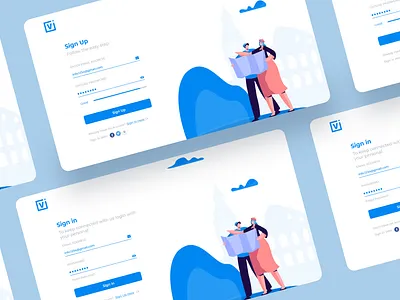 Visit Sign in/up screen adobexd illustration modern service sign in sign up travel travel agency ui ux web webdesign