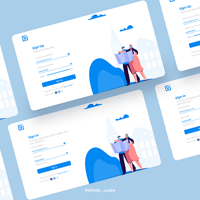 Visit Sign in/up screen adobexd illustration modern service sign in sign up travel travel agency ui ux web webdesign