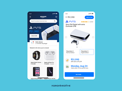 Amazon App Redesign amazon app ecommerce shop homepage ios playstation5 product ps5 redesign