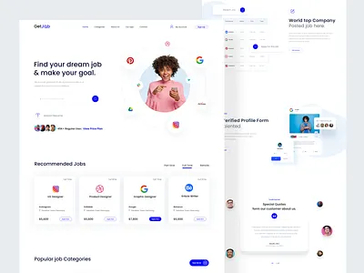 Job Finder Web Exploration app branding drbbble best shot homepage job job finder job listing landingpage madhu mia minimalistic online job platform populer design search uidesign uiux ux webdesign webdesigner website design
