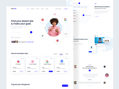 Job Finder Web Exploration app branding drbbble best shot homepage job job finder job listing landingpage madhu mia minimalistic online job platform populer design search uidesign uiux ux webdesign webdesigner website design