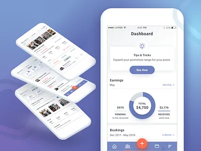 Rent Workspaces - UI (2/2) (2018) appdesign booking business conference room dashboard deskapp details screen homescreen iphone mobile office prototype rent statistics ui user experience user interface userflow ux workspaces