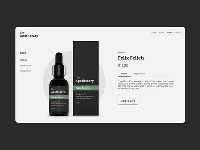 The Apothecary app clean concept design harry potter interface minimal product shop simple store ui uiux user experience user interface ux web web design website