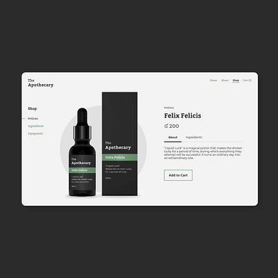 The Apothecary app clean concept design harry potter interface minimal product shop simple store ui uiux user experience user interface ux web web design website