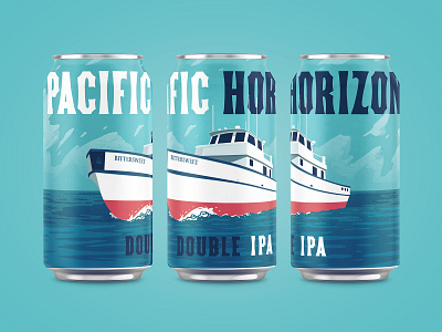 Pacific Horizon - Bittersweet Brewing beer beer art beer branding beer can beer label boat illustration ipa package design packaging photoshop type typography