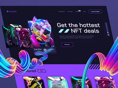 Only Dealz NFT Marketplace blockchain crypto crypto design crypto landing page crypto user interface koncepted landing page meris imamovic nft collection landing page nft landing page nft marketplace nft marketplace inspiration nft marketplace landing page nft ui nfts design only dealz ui design ui inspiration ux ui