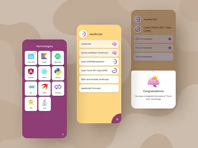 Learning App Concept app education figma learning list mobile mobile app mobile design monitoring navigation progress roadmap style task list ui