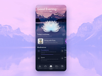 Flower-shaped progress widget app breathe breathing calm flower flowers json meditate meditation mobile mobile animation music progress progressbar relax sleep sleepy widget zen