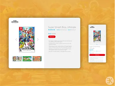 DailyUI 012 add to cart adobe buy dailyui dailyuichallenge design e commerce ecommerce game illustration illustrator nintendo online shopping shop shopping cart switch ui ux vector yellow