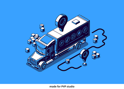 Truck shipping 2d art creative design drawing fineart illust illustration isometric painting vector