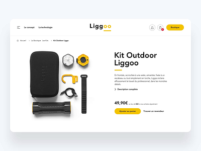 Liggoo・Product page desktop ecommerce lamp light motion motionui outdoor product page ui ux webdesign yellow